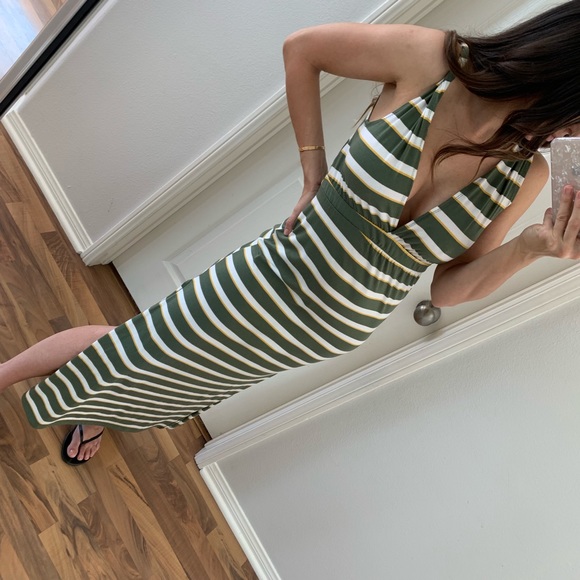 SOLD 🚫 Greece Green, Yellow, White Striped Maxi - Picture 4 of 7